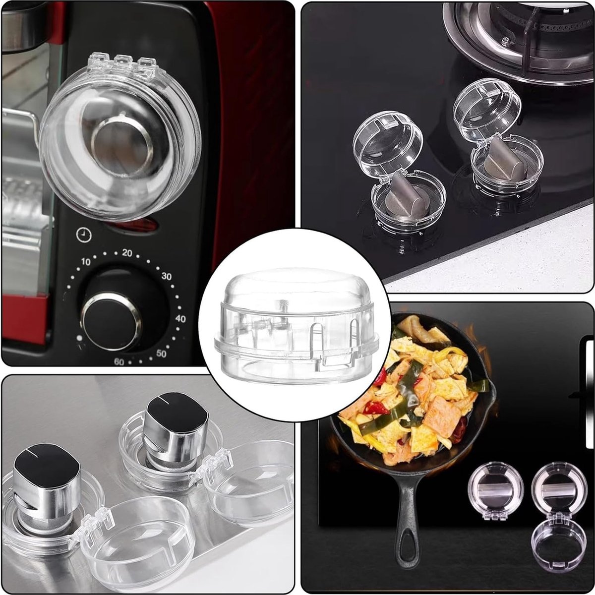 Gas Stove Knob Protective Cover - 8 Pieces - Universal - Plastic Knob Cover - Suitable for Gas Stove, Gas/Electric Stove, Electric Oven, Induction Stove, Gas BBQ, Hob - Kitchen Utensils - Transparent - Child Safety - Image 4