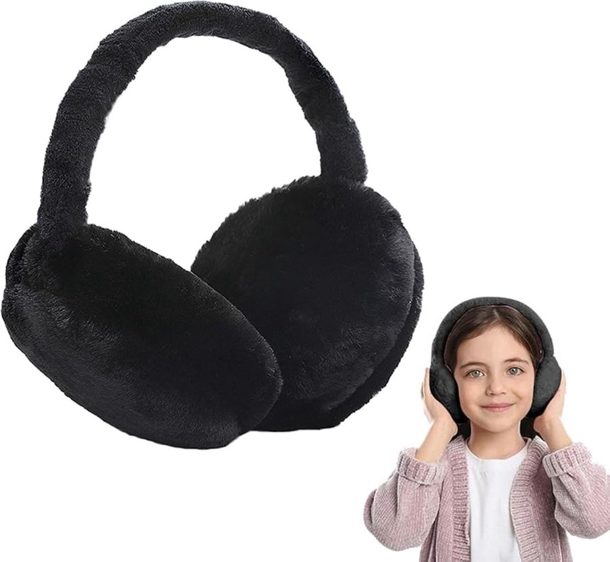Women's Ear Warmers - Winter Ear Protectors - Unisex - Behind the Head - Ear Warmers - Earmuffs - Ear Warmers - Extra Soft - Comfortable - Winter - One Size - Black - Image 1