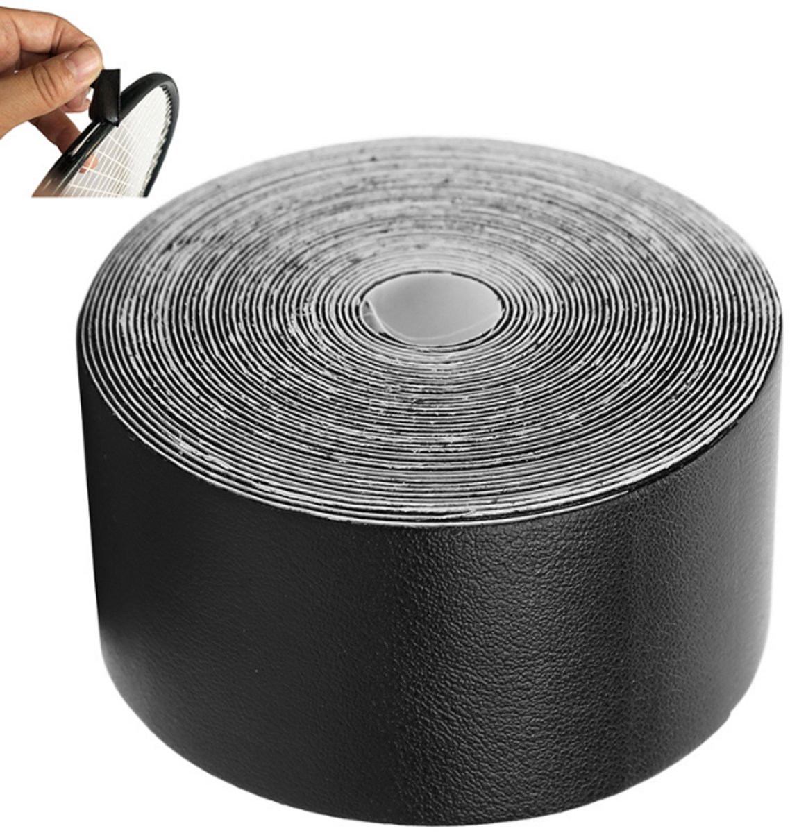 Tennis - Professional Tennis Racket Head Protection Tape - Thickened Racket Protection Tape - Frame Protector - Racket Accessories - Soft - Prevent paint from peeling - Universal - for Tennis/ Badminton/ Squash - 3.5cm x 5m - Black - Image 1