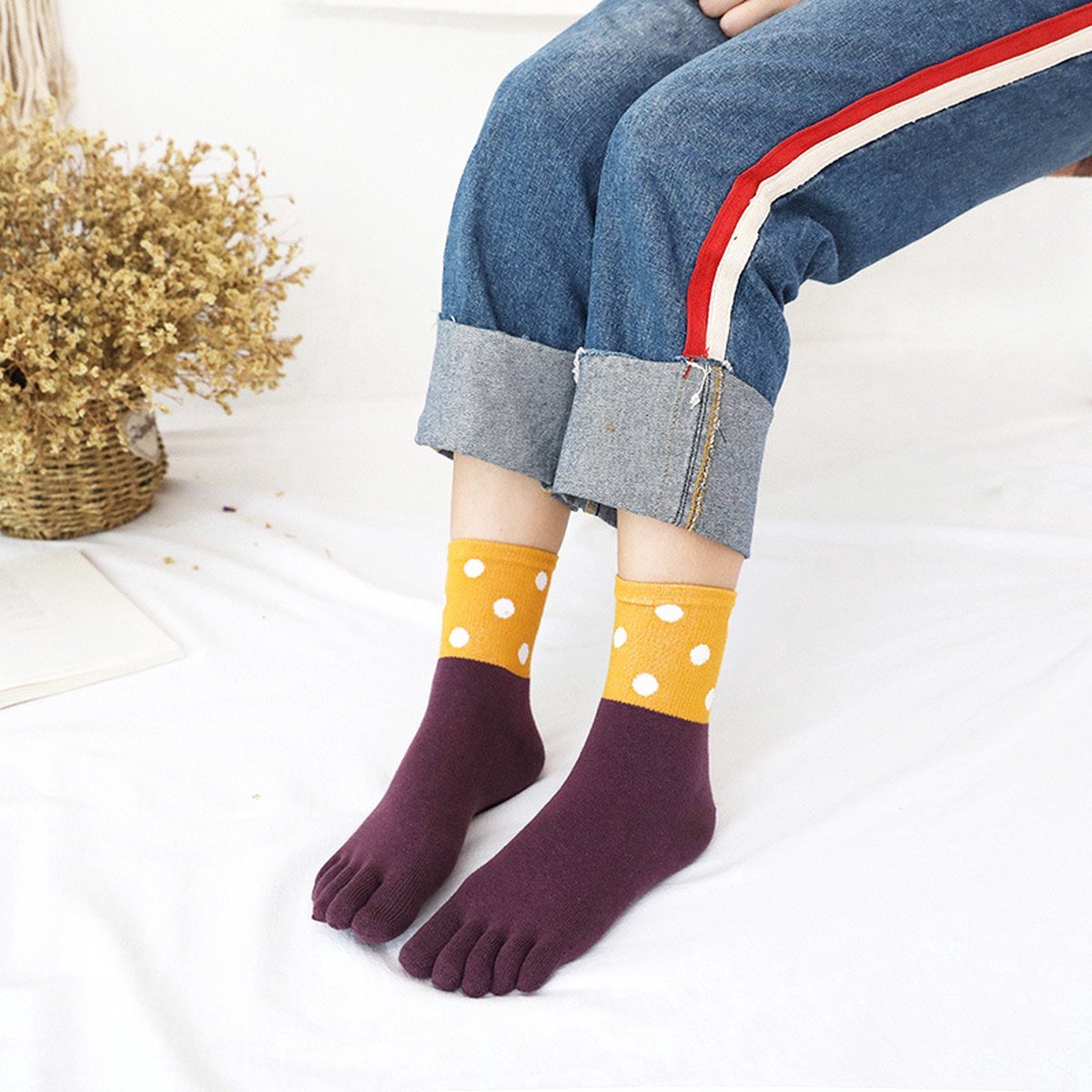Toe Socks 5 Pairs - Toe Socks - Women's - Cotton - Yoga Socks - Smooth Toe Seam - No Annoying Seams - Runner Toe Socks - Flip-Flop Socks - Toe Socks - Toe Socks - Toesocks - Ladies - Antibacterial - Breathable - Comfortable Socks - Image 5