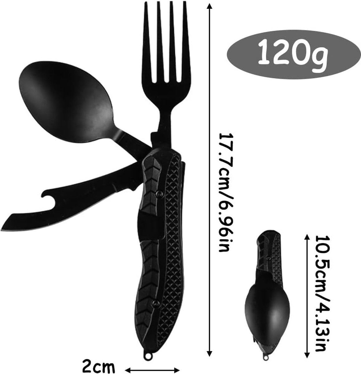 3-In-1 Camping Cutlery - Knife, Fork, Spoon - Foldable Camping Cutlery Multitool - Collapsible - Camping Cutlery - Camping Cutlery - Folding Cutlery - Gift For Men & Women - Image 4