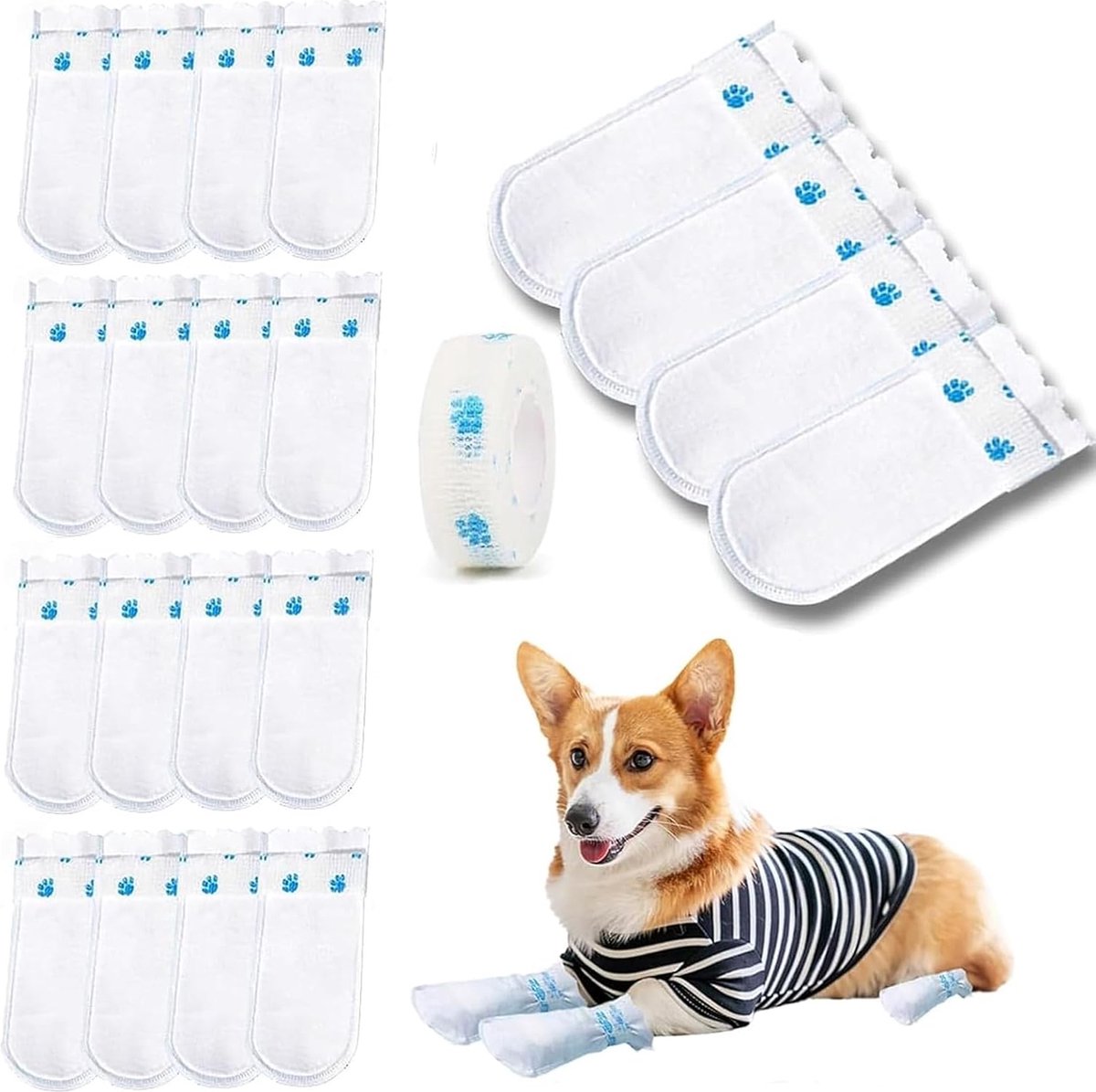 Dog Socks - 40 Pieces - Disposable Pet Socks - Waterproof - Non-Slip Dog Socks - Dog Shoes Paw Protector Socks for Dogs - Velcro Closure - Breathable - Adjustable - Pet Paw Protector - Dog Shoes - Size S - Image 1