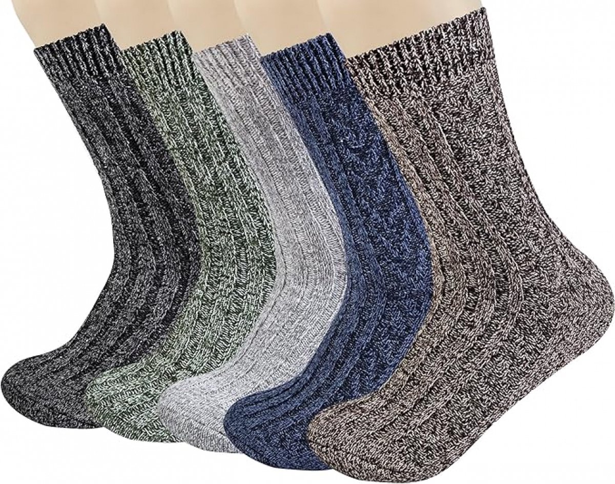 House Socks - 5 Pairs - Non-Slip Socks - Women's House Socks - Wool House Socks - Size 41-45 - Warm - Heated Socks - Fluffy Socks - Slipper Socks - Winter Socks - Thick Socks - Bed Socks - Lined Socks - Gift Idea - Christmas - Christmas Gift for Women - Image 1