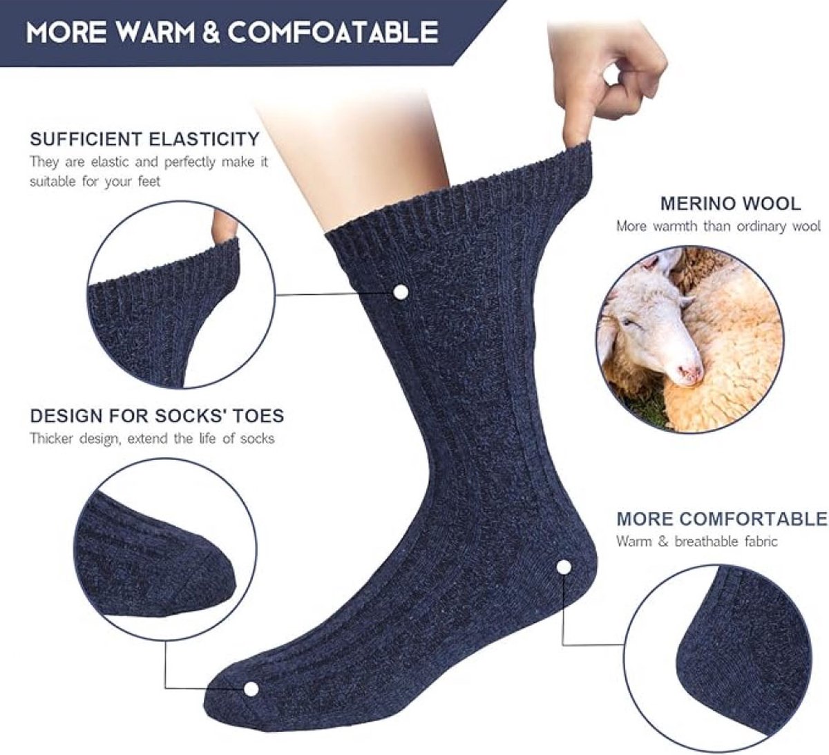 House Socks - 5 Pairs - Non-Slip Socks - Women's House Socks - Wool House Socks - Size 41-45 - Warm - Heated Socks - Fluffy Socks - Slipper Socks - Winter Socks - Thick Socks - Bed Socks - Lined Socks - Gift Idea - Christmas - Christmas Gift for Women - Image 2