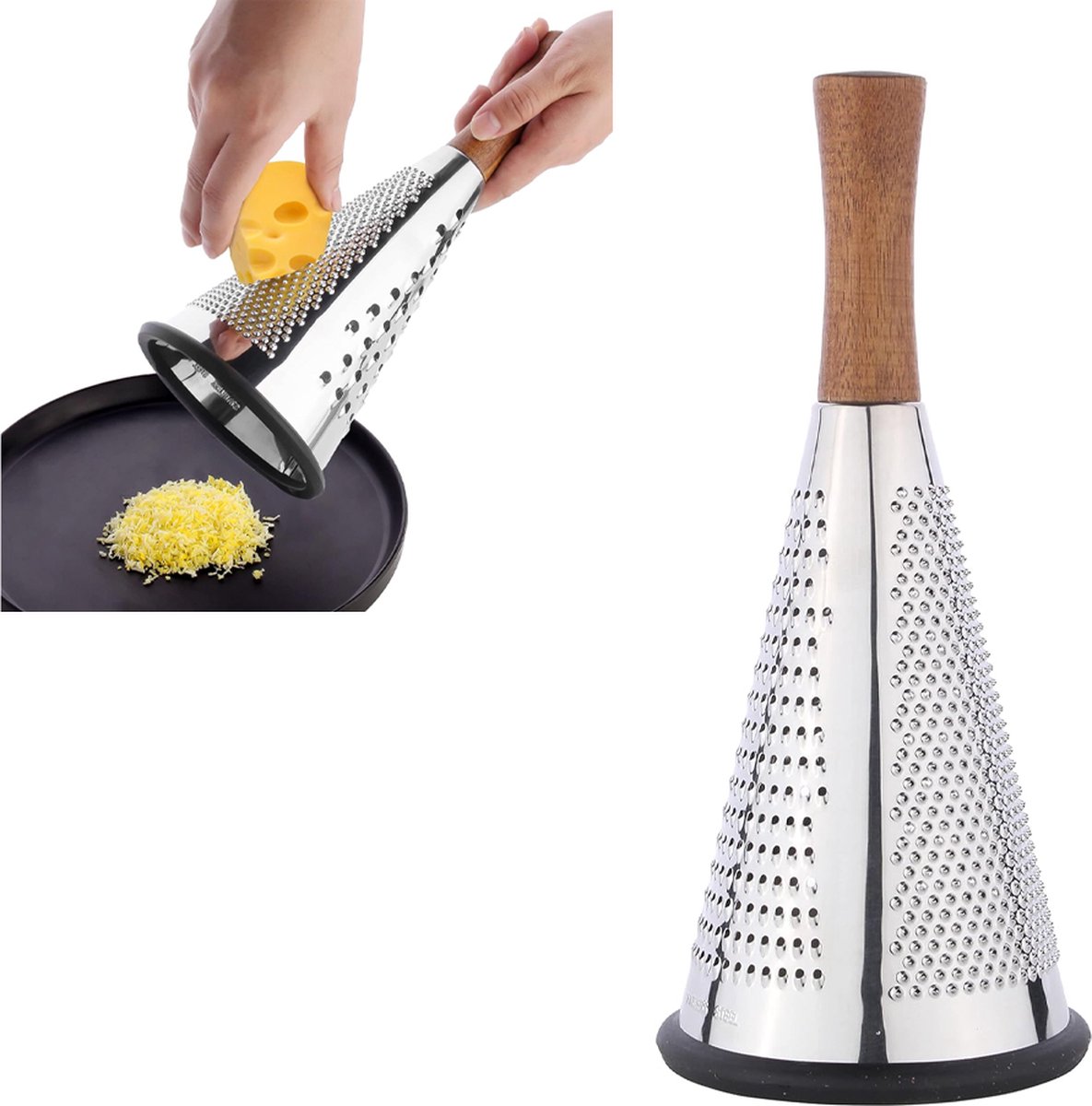 Grater - Hand Grater - Lemon Grater - Cheese Grater - Kitchen Grater - Ginger Grater - Garlic Grater - Table Grater - With 3 Grating Methods - 3 Cutting Surfaces - Multifunctional - Kitchen Utensils - Kitchen Accessories - Stainless Steel - Silver - Image 1