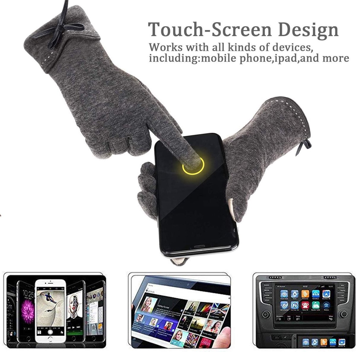 Thermal Gloves - Winter Sports - Thermal - Waterproof - Autumn - Winter Gloves Women's Thin Section Keep Warm - Touchscreen Single Layer - Windproof Cycling - Tie Nice Elasticity Gloves - Image 4