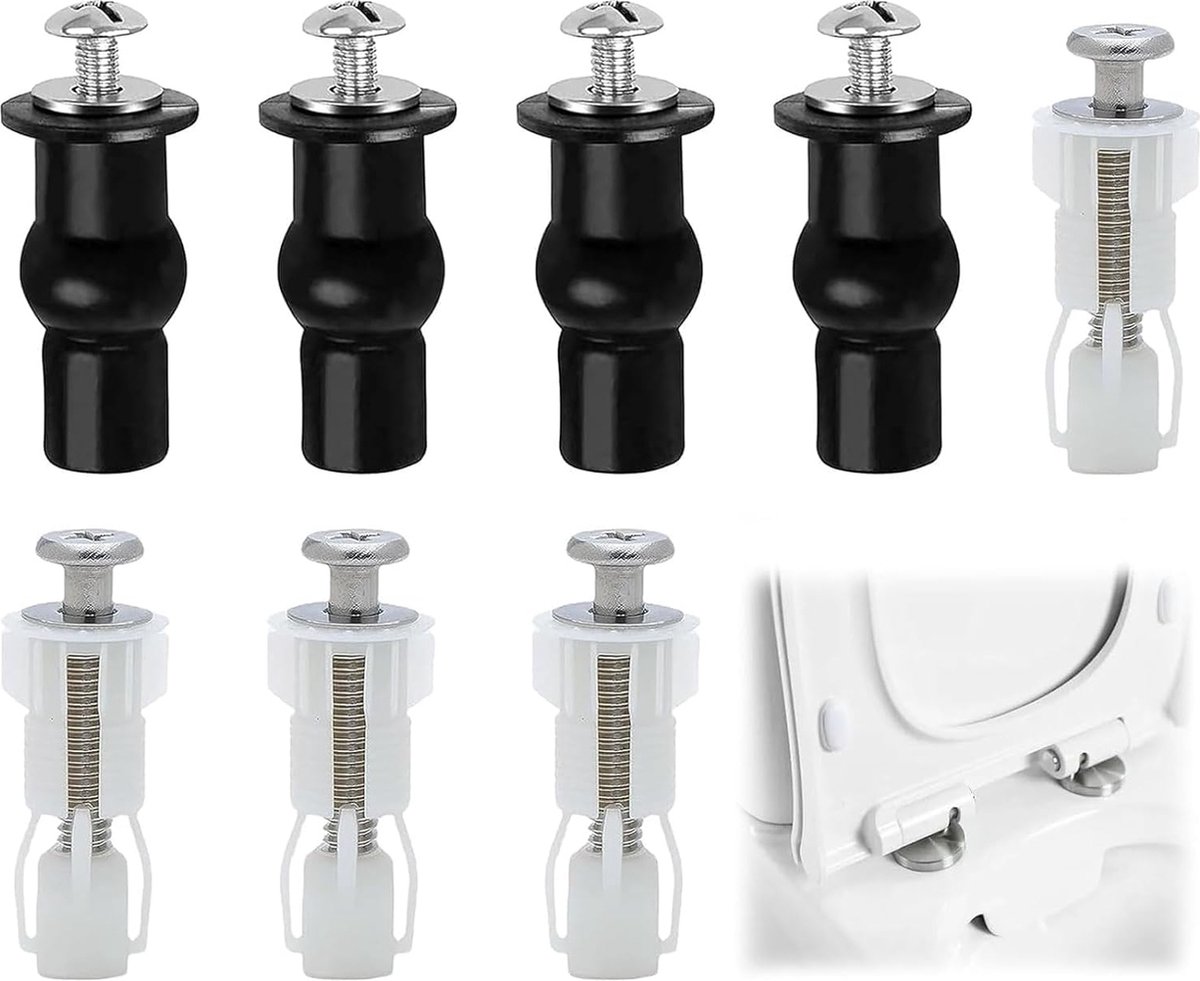 Toilet Seat Hinges - 8 Pieces - Stainless Steel - Universal Hinges for Toilet Seat - Toilet Seat Extension Screws - Universal Toilet Seat Screws and Bolts - Toilet Accessories - Toilet Seat Installation Mounting Set - Sturdy - Toilet Seat Parts - Image 1