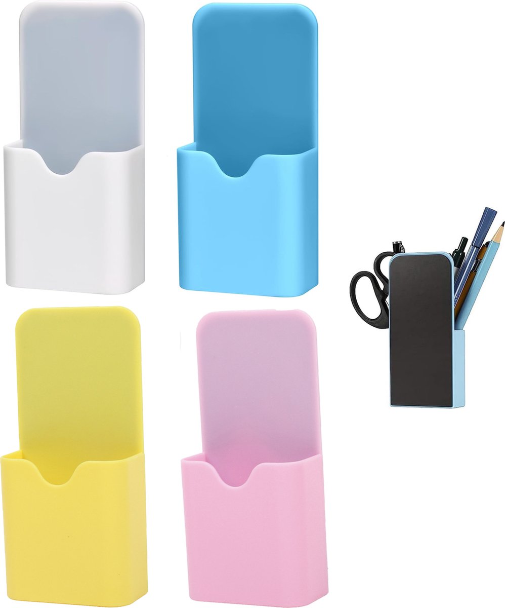 Magnetic Pen Tray - 4 Pieces - Magnetic Pencil Holders - Magnetic Tray - Whiteboard Pencil Holders - Whiteboard Accessory Holder - Pen Holder For Whiteboard Or Refrigerator - For School, Office, Home, Cabinet And Metal Cabinets - 12x5.6x2.6CM - Image 1
