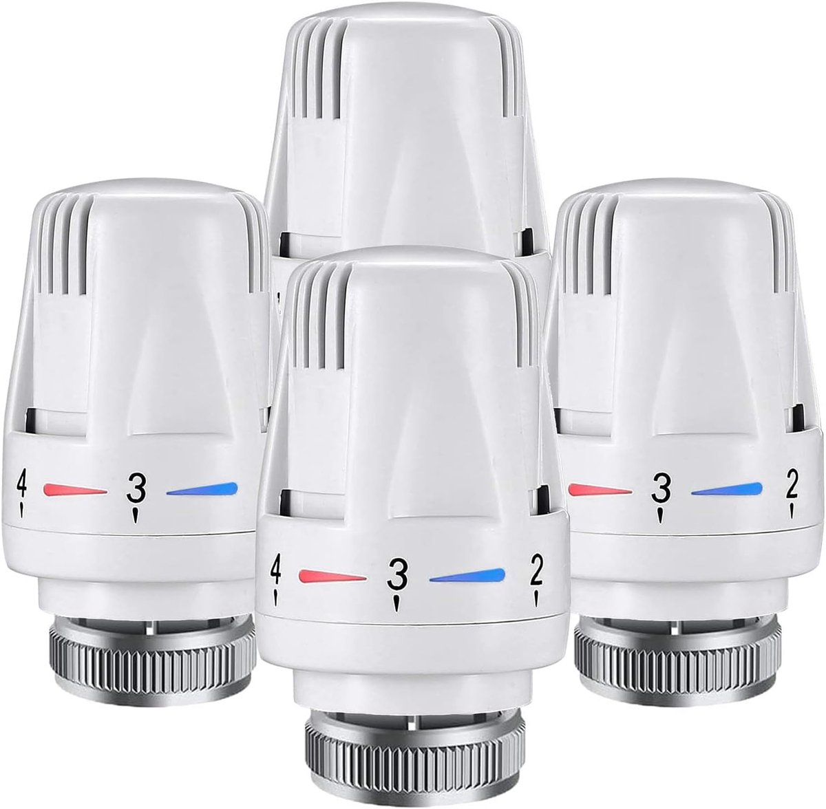 Thermostat Knob - 4 Pieces - Thermostat Head M30 - Radiator Knob M30 - White (M30 x 1.5) - Radiator Thermostat Valve - Radiator Thermostat Knob - Radiator Knobs - Radiator Knob Handwheel - Old-fashioned Radiator Knobs - Plastic - For Home Office Etc - Image 1