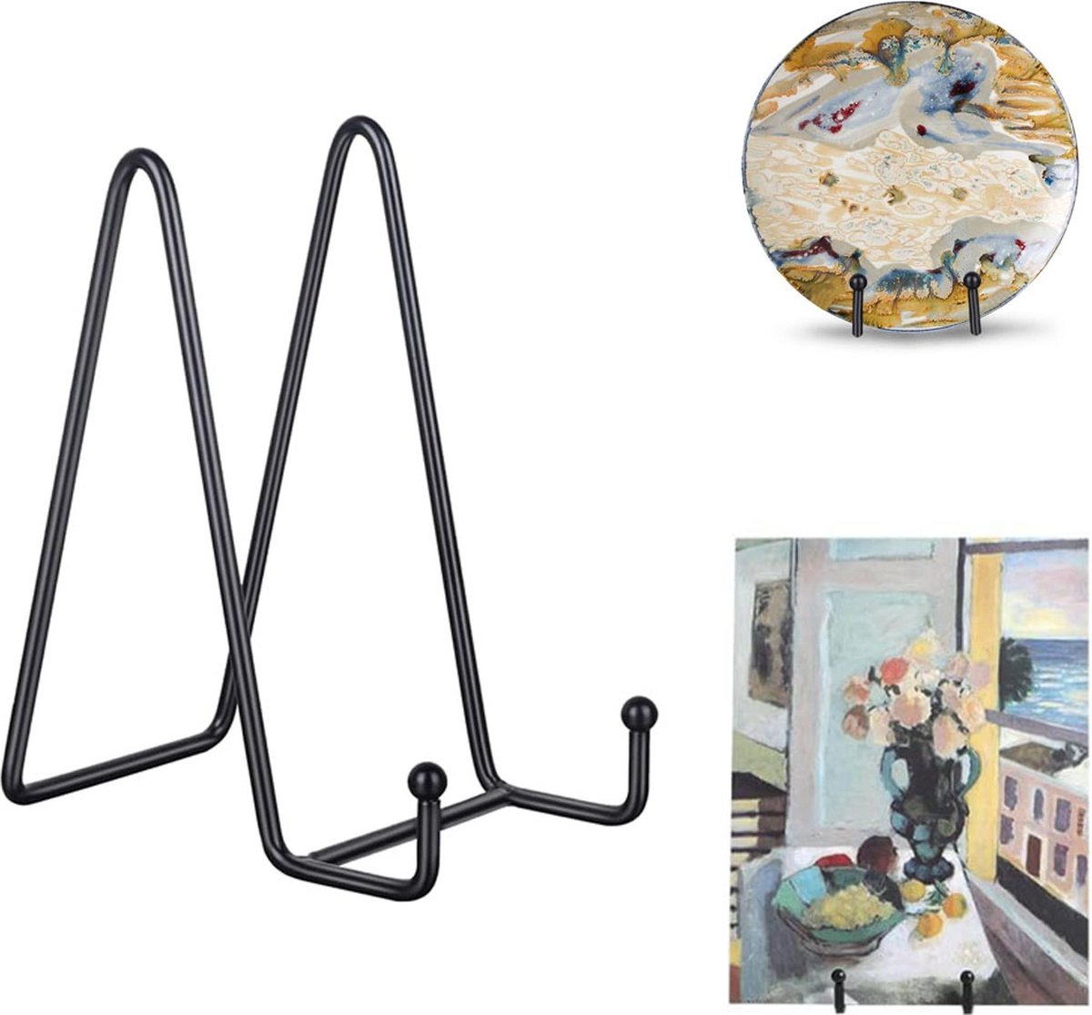 Plate Stand - Plate Rack - Plate Holder - Plate Display - 10 Inch - Stand - Holder - Support - Rack - Hanger - Decorative Plates - Plates and Books - Cookbook - For Decorative Plates - Not Easily Deformed - Durable - Black - Metal - Image 1