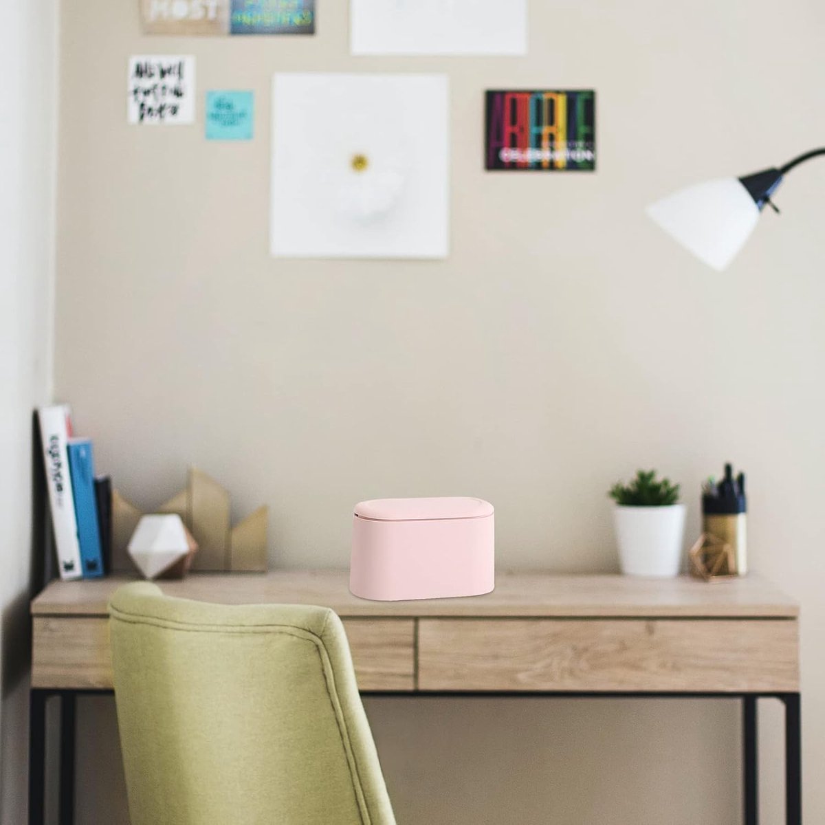 Trash Can - Sensor Trash Can - Sturdy - Countertop Waste Bin - Mini Trash Can - Desktop - Tabletop Waste Bin - Plastic Trash Can - Bathroom Waste Bin - Recycling Waste Bin - Car Trash Can - Pink - Office Trash Cans - Home / Office - Image 5