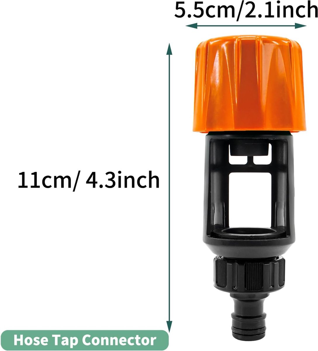 Garden Hose Coupling - 2 Pieces - Universal Kitchen / Bathroom Faucet to Garden Hose Adapter - ABS - Suitable for Hoses - Universal Water Thief - Garden - Orange - Sturdy & Durable - Image 5