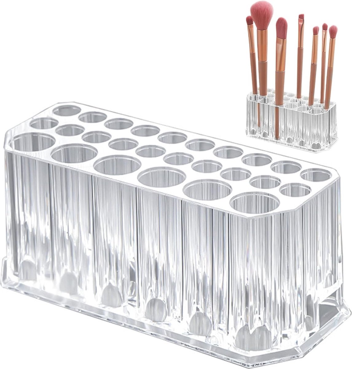 Makeup Brush Holder - Pen Pot - Brush Holder - Cosmetic Storage Box - Makeup Organizer - Makeup Holder - 26 Slot Cosmetic Brush Storage Box - For Brushes, Lipstick, Eyeliner - For Bedroom, Bathroom, Makeup Table, Mirror Cabinet - Image 1