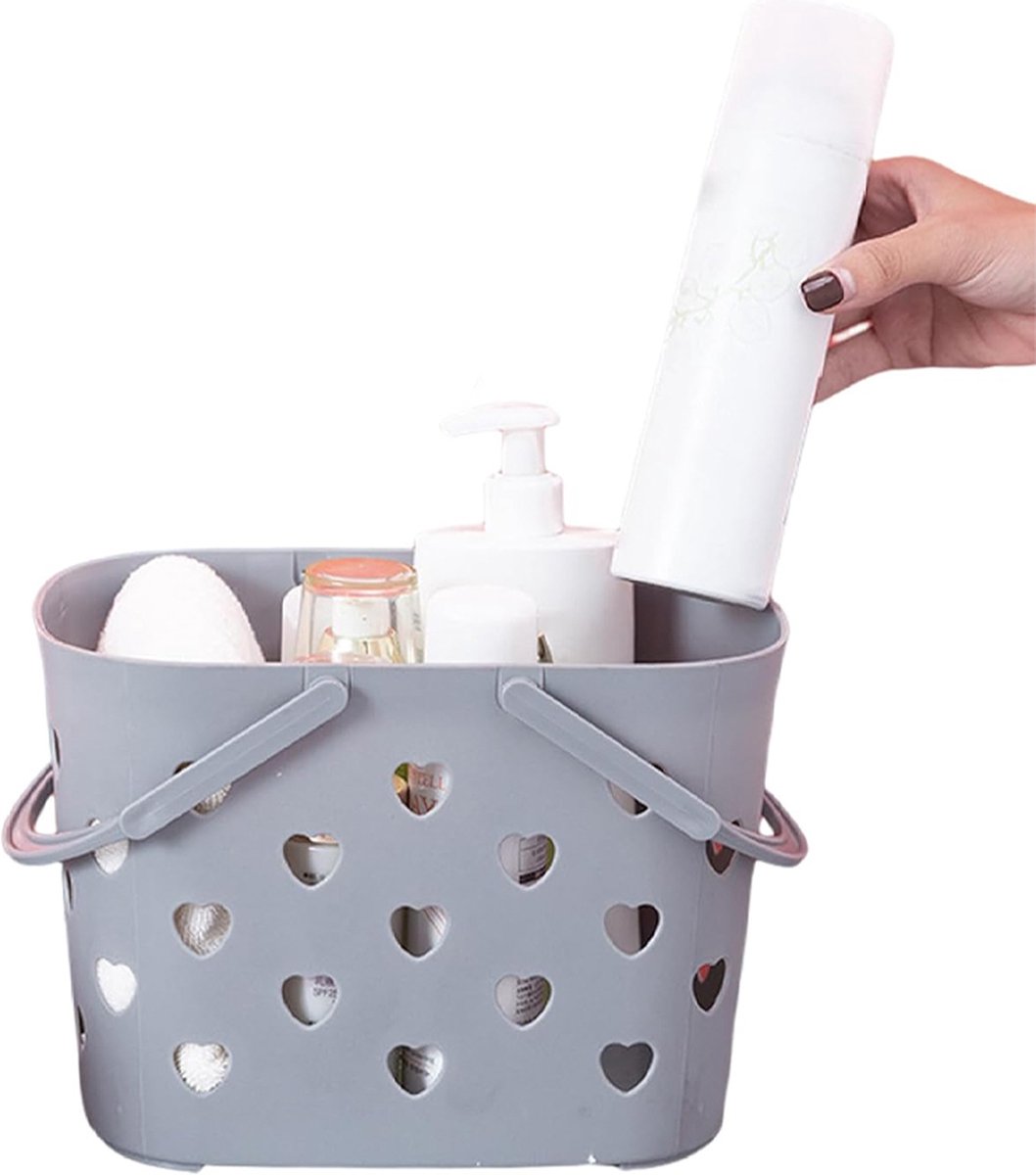 Shower Baskets - Bathroom Bottle Holder - Shower Rack - Shower Basket - Shower Rack - Bathroom Organizer - Shampoo Holder - Storage Baskets - Hangable - Plastic - For Shampoo/Shower Gel - Portable - Heart Shape - Gray - Image 5