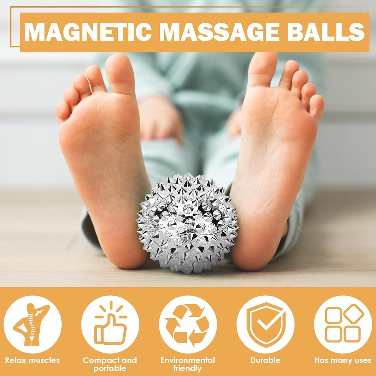 Hedgehog Massage Ball - 6 Pieces - Fitness Ball - Myofascial Ball - Trigger Point Massage Ball - Round Massage Ball for Hands, Feet, and Back - For Self-Massage of Various Parts of the Body - Various Sizes - With Diameter 3.2/4.7cm - Image 3