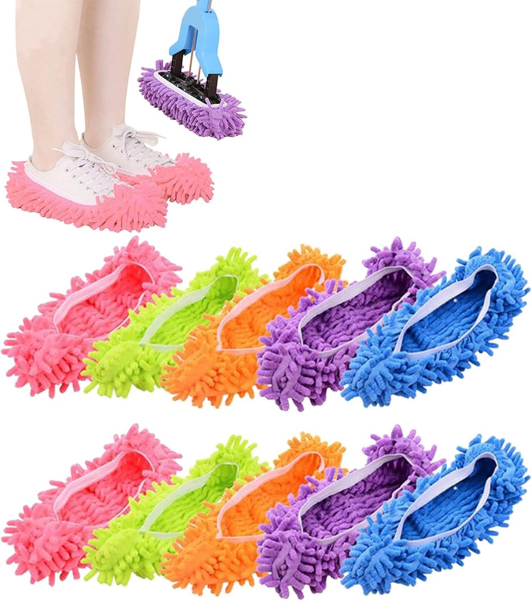 Shoe Covers - 5 Pairs - Mop Shoe - Shoe Cover - Shoe Protectors - Cleaning Shoes - Mop Shoes - Mop Slippers - Easy Cleaning - Mopping - Cleaning - Mop Set - Reusable - For Home, Office, Bathroom, Kitchen - Image 1