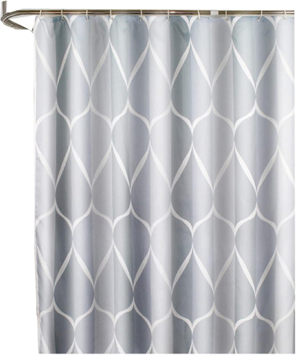 Anti-Mold Shower Curtain - Shower Curtain - Waterproof - 120x180 Cm - Waterproof Washable Anti-Mold Polyester Shower Curtains - Grey - With 8 Shower Curtain Hooks - Image 1