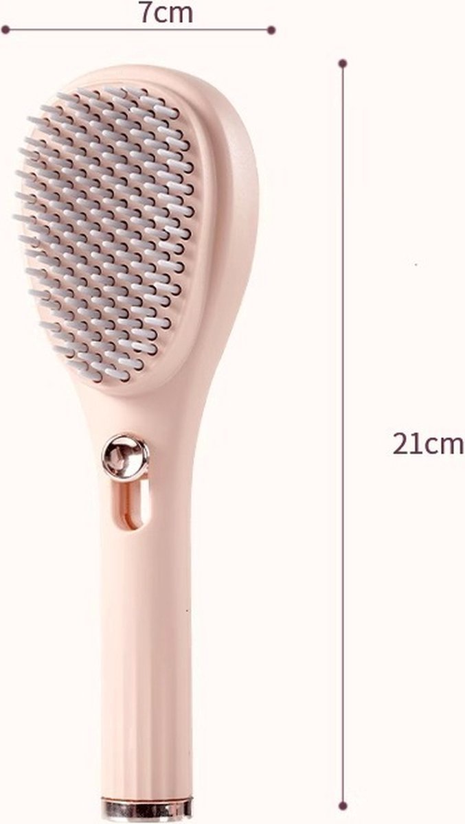 Anti-Tangle Hairbrush - Telescopic Self-Cleaning Brush - Head Massager - Hairbrushes for Women - Air Cushion Massage Combs - Multifunctional Anti-Static Massage Comb - Cleaning with One Click - Beige - 1 Piece - Image 5