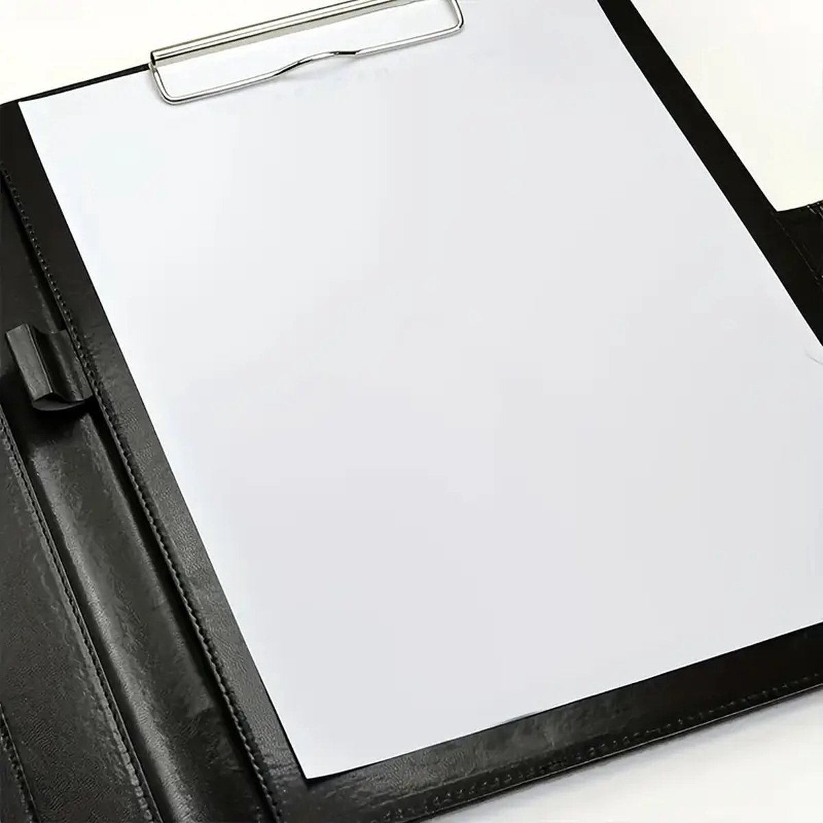 A4 Writing Folder - Conference Folder - Writing Pad - Eco Leather - Documentation Folder - Work Folder - Leather Conference Folder - Business Travel Portfolio Folder - With Ring Binder and Pen Holder - Sustainable - Black - Image 4