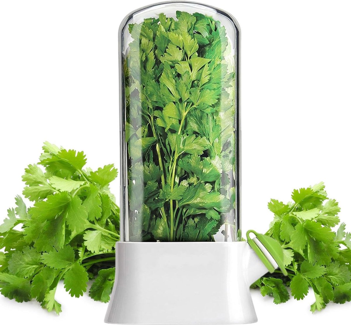 Herb Container - Herbs - Herb Jars - Fresh Keeper - Herb Vanilla Storage Container - BPA-Free - Keep Fresh - Coriander, Asparagus, Parsley and Mint - Free Herb Cutter - 27 Cm - Kitchen Tools - Reusable Fresh Herb Container - Image 5