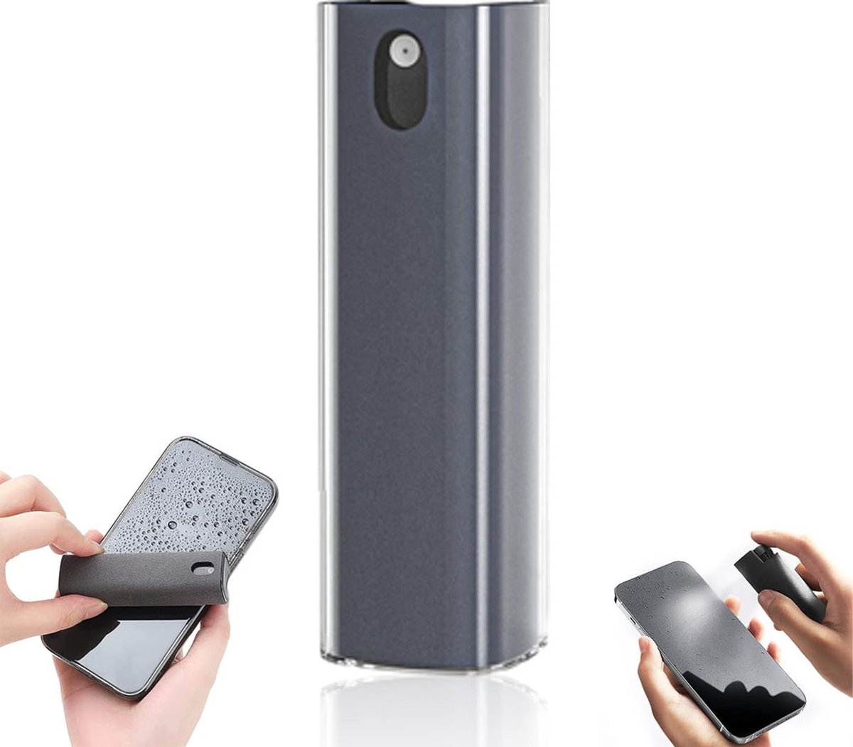 Screen Cleaner - Refillable - 2 In 1 Screen Cleaner - Monitor Cleaner - Screen Spray - Cleaning Spray - Cleaning Spray - Microfiber Cloth - Cleaner for Smartphone, Tablet, and Laptop Screens - Travel Kit - Cleaning Kit - Gray - Image 1
