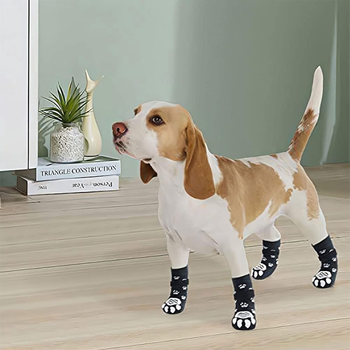 Size S 13.5 x 4.5 x 5.5cm - 2 Pairs Pet Socks - Non-Slip Dog Socks - Breathable - Adjustable - Dog Shoes Paw Protector Socks for Dogs - Velcro Closure - Pet Paw Protector - Fashionable and Functional Paw Protection - Image 4