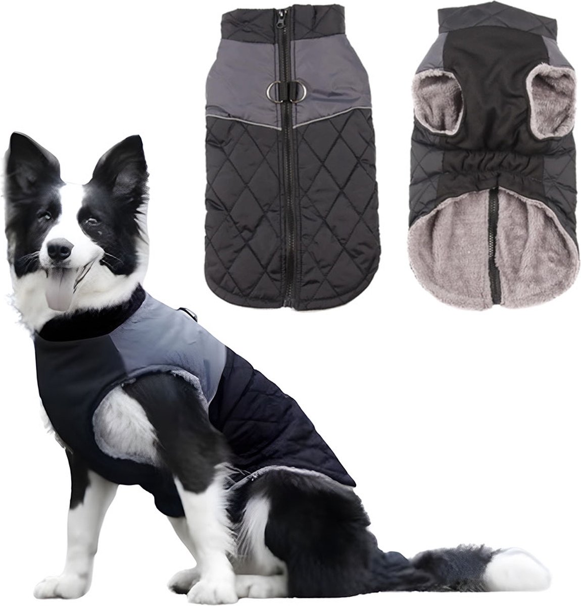 Dog Coat - Dog Raincoat - Dog Sweater - Warm Dog Windproof Coat - Waterproof Dog Winter Coat - Lined Dog Coat with Zipper - Size XS - Extra Warm - Coat - Pet Clothing - Black - Suitable for Dogs Indoors and Outdoors Camping Walking - Image 1