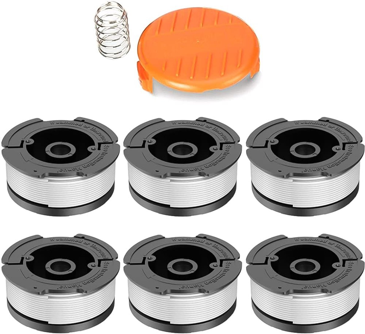 Cutting Line - 6 Pieces - Trimmer Line - Replacement Lines - Line Spools - for Black Decker, Bekasa AF-100-3ZP and A6481 - Length 30 ft - Replaces spools from the GL280, GLC1825N series with caps and springs - White - Image 1