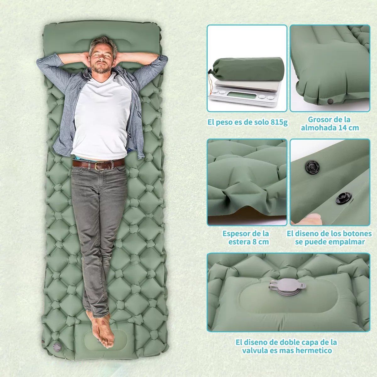 Self-Inflating Sleeping Mat - Self-Inflating with Built-in Foot Pump - 195x60x7 cm - Sleeping Mat - Small Sleeping Mattress - Camping Mattress - Camping Bed - Foldable Guest Mattress - Airbed - Air Mattress - Camping Mattress - Single - Camping, Traveling - Image 3