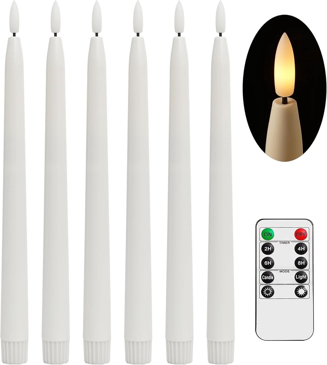 Candles - 6-piece - LED - candle - Halloween - Tea lights - Wax lights - with Remote Control - Moving Flame - Dimmable - Timer Function - for Home / Party / Festival / Christmas / Christmas / Halloween - Image 1
