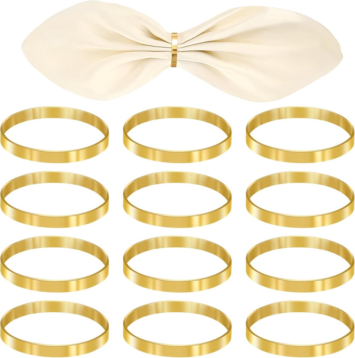 12 pieces gold metal napkin rings - elegant napkin ring - Christmas napkin rings - boho round gold napkin ring for weddings - party dinner - anniversary table decoration - Image 1