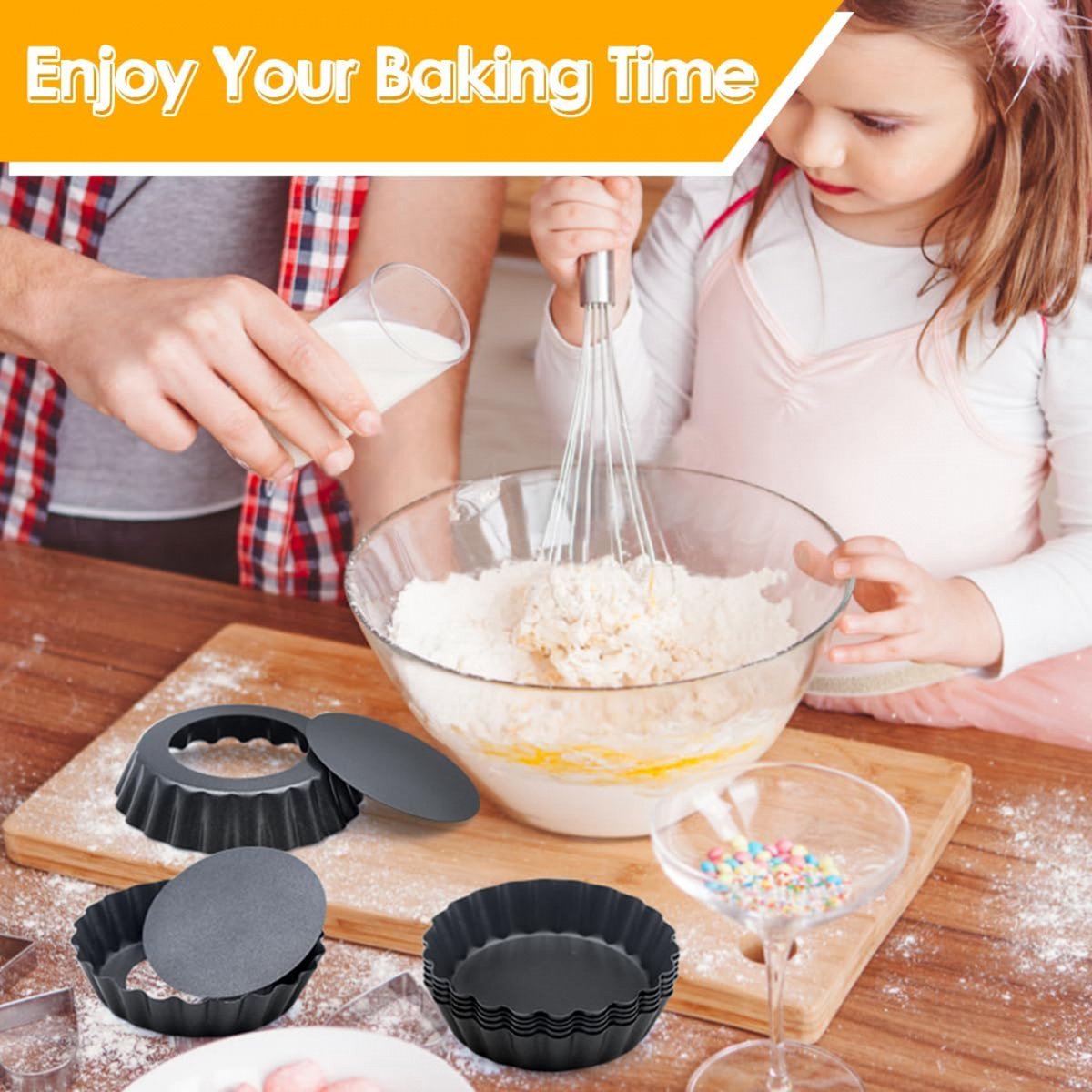 Quiche Pans - Set of 4 - Diameter 10 cm - Quiche Pan with Removable Base - Quiche Baking Pan - Tart Pan with Non-stick Coating - Removable Base - Bake Evenly - Cake Pan - Baking Pan - Baking Tin - Quiche Tart Pan Tin - Dishwasher Safe - Black - Image 4