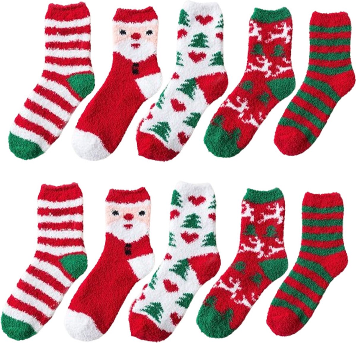 Christmas Socks - 5 Pairs - Ladies' House Socks - Christmas Socks - Heated Socks - Anti-Slip Socks - Bed Socks - Warm Socks - Christmas Gift for Women - Colorful Socks - Cheerful Socks - One Size - Thick - Socks - Fluffy Socks - Christmas Tree - Christmas - Image 1