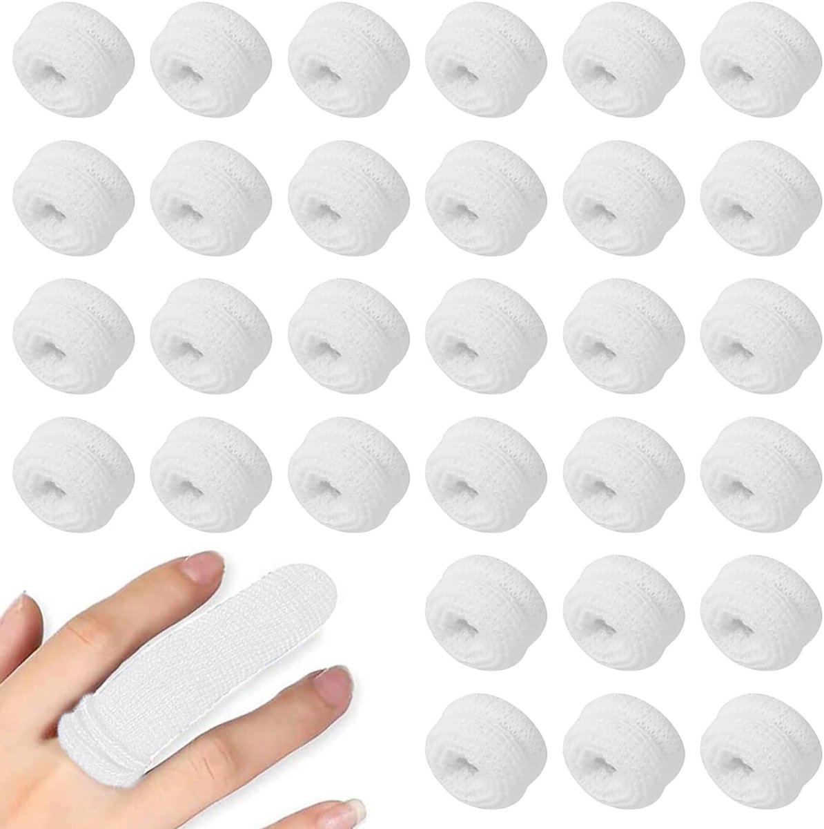 Finger condom - Finger buddy - Long finger bandage - Finger protectors - Engraved anti-cut finger pads - cut finger pads - Finger protection for injuries - Can be used in the kitchen, at work - 30 Pieces - white - Image 1