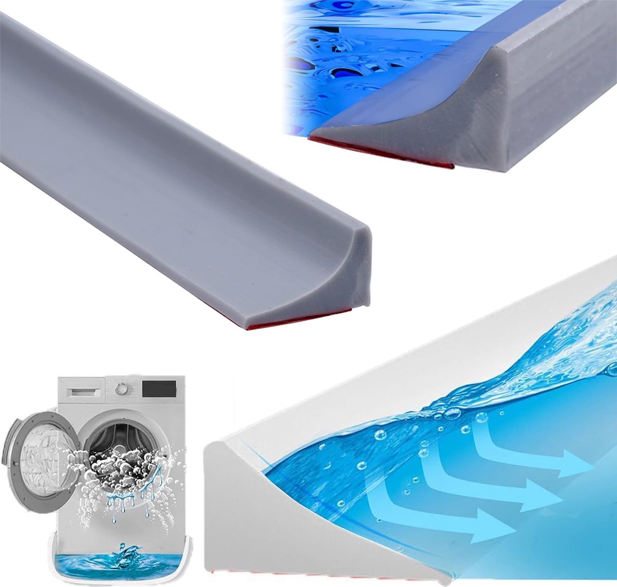 Water Threshold 200cm Grey - Shower Thresholds - Self-Adhesive Shower Water Barrier - Compact - Sanitary Water Stopper - Shower Threshold - Water Stopper - Shower - Bath - Leakage - Water Barrier - Mold - Sanitary - Anti-Water Strip - Foldable Shower Wate - Image 1