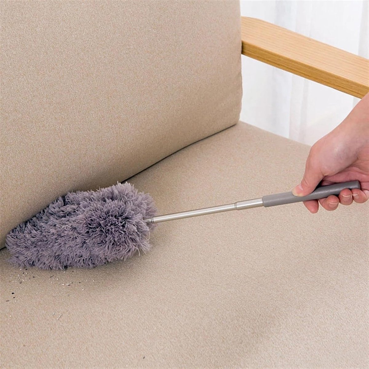 Telescopic Feather Duster - 5-Piece Cleaning Set - Feather Duster Extendable Up to 85 Cm - Cobweb Brush with Telescopic Handle - Duster - Dust Brush - Washable Microfiber - Rotatable - Electrostatic Adsorption - Hard-to-Reach Places - Image 4