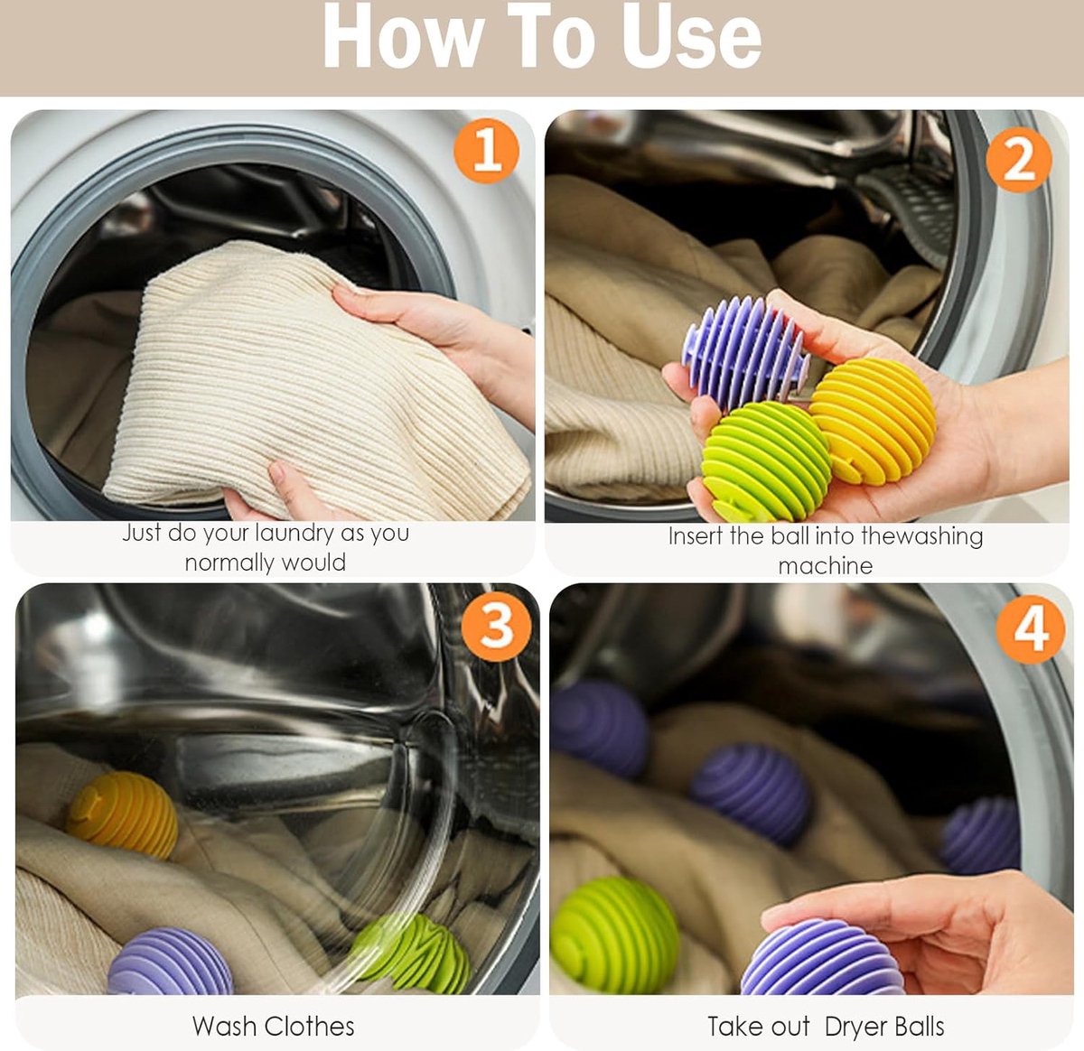 Dryer Balls 9 Pieces - Dryer Balls - Laundry Balls for Dryers - Dryer Balls - Dryer - Fabric Softener - Anti-Wrinkle - Laundry Balls for Washing Machine - Reusable - Reduce Wrinkles and Stickiness - For Cleaning Household Clothes - Image 5