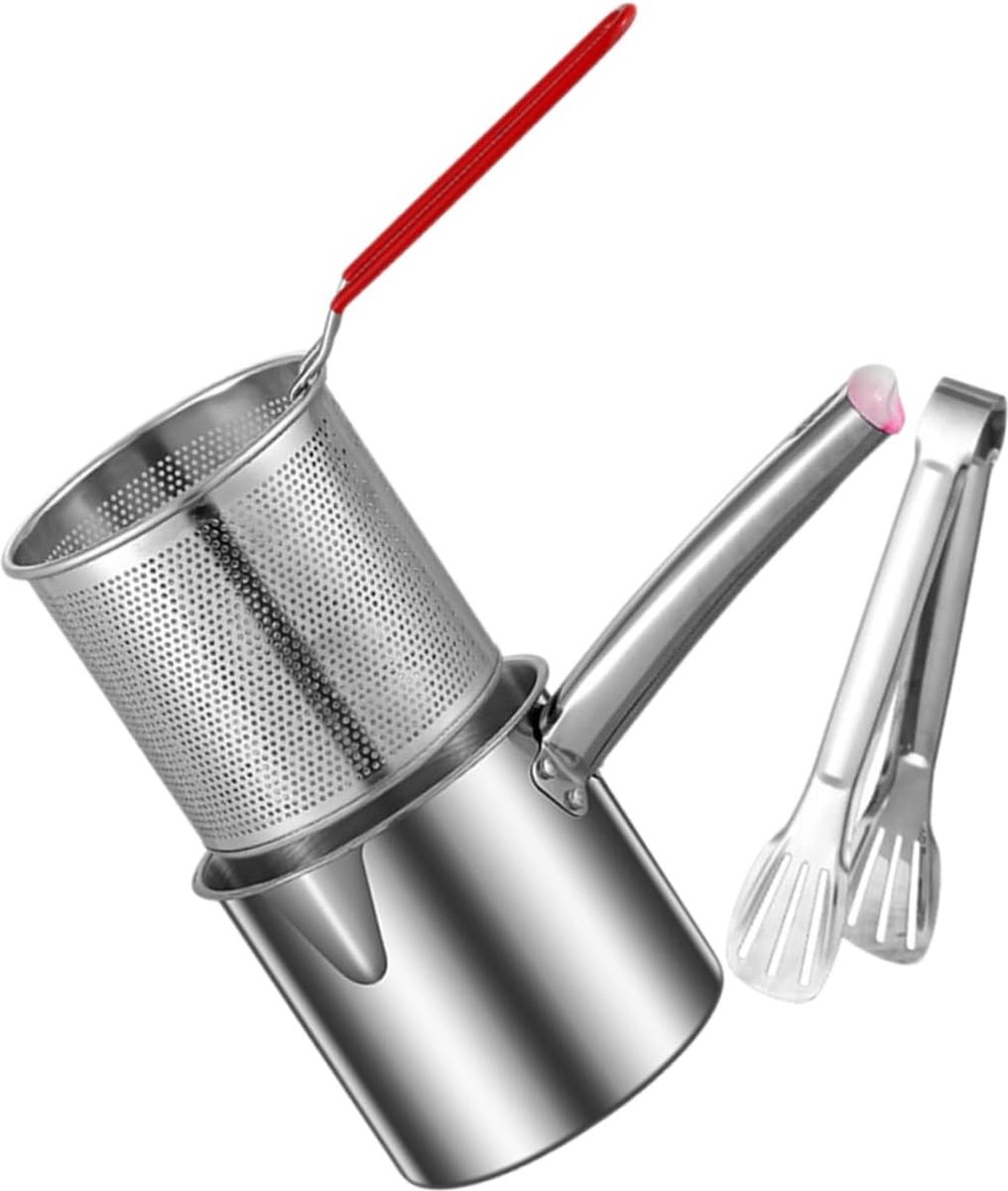 Small Deep Fryer - Deep Fryer - 1.2l - With Kitchen Clip - Oil Saving - Suitable For Gas And Induction - Deep Fryer - Deep Fryer - Household Deep Fryer - Chip Fryer - Small Deep Fryer - Stainless Steel - Durable (Without Lid) - Image 1