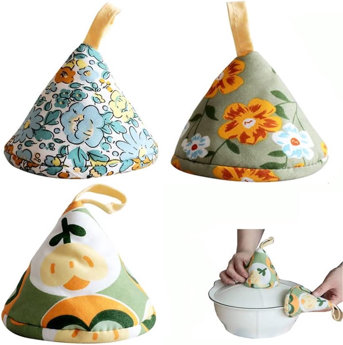 Heat-Resistant Pot Holder - 3 Pieces - Oven Mitt Glove - Anti-Hot Gloves - Microwave Glove - Pot Clips - Kitchen Cooking Gadget - Thicker - Triangle - Kitchen - Kitchen Stuff - For BBQ / Cooking / Baking / Microwave / Grilling - Image 1