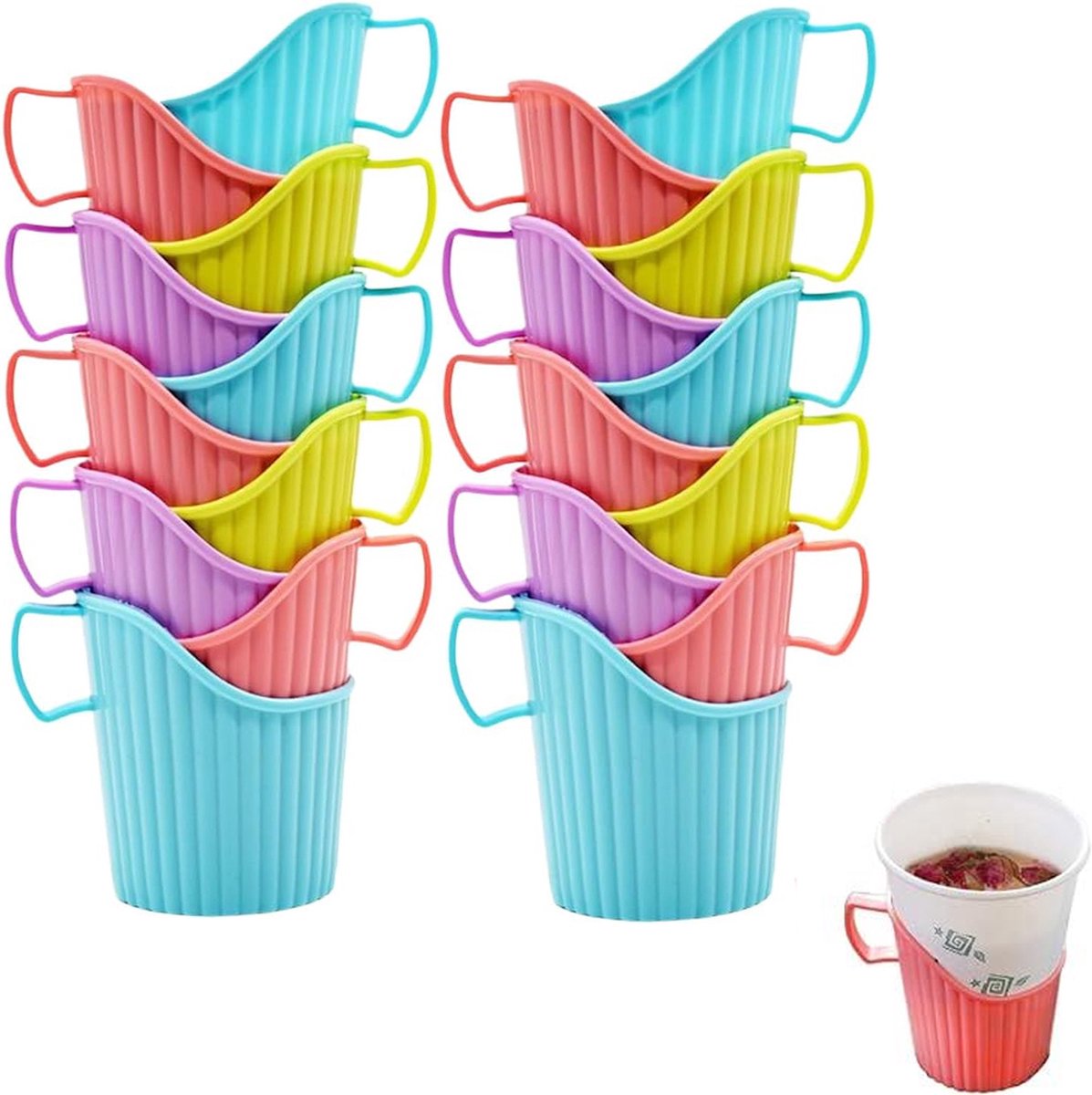 Cup Holders - 20 Pieces - Cup Holder - Burn Resistant - Heat Resistant Cup Cover Holder - Plastic - Stackable - Festival - Camping - Suitable for Disposable Cups - Multifunctional - Plastic - For Office/Home/Gym/Bathroom Use - Image 1