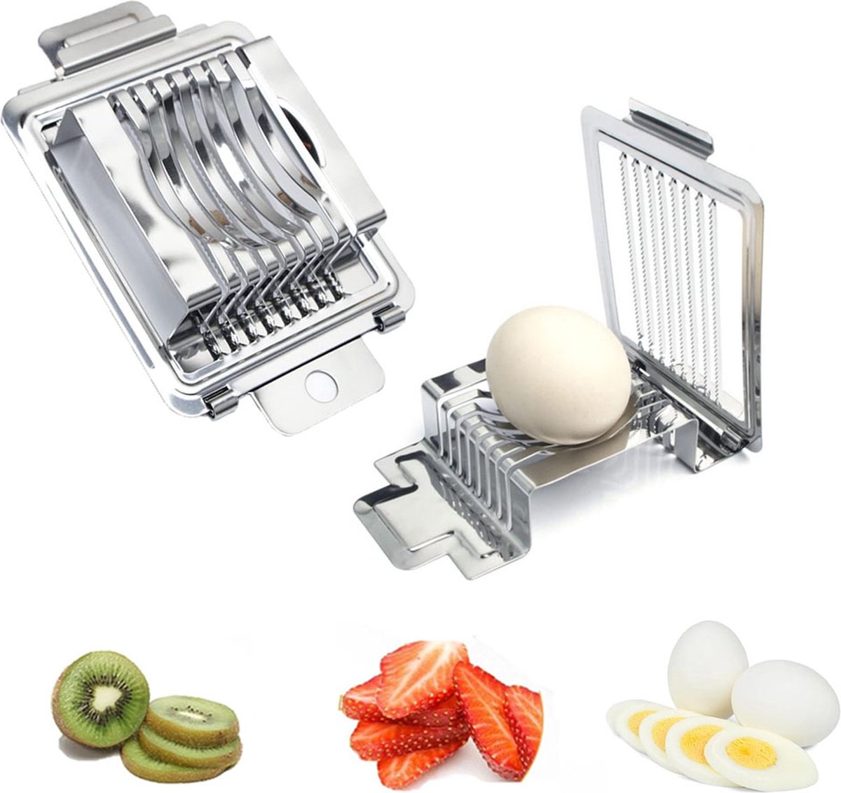 Egg Slicer - Multifunctional Egg Slicer - Stainless Steel - Mushroom Slicer - Dishwasher Safe - Slicer - Dicer - Kitchen Cutter - Hanging Holes - Anti-Slip - Gift Idea - Image 1
