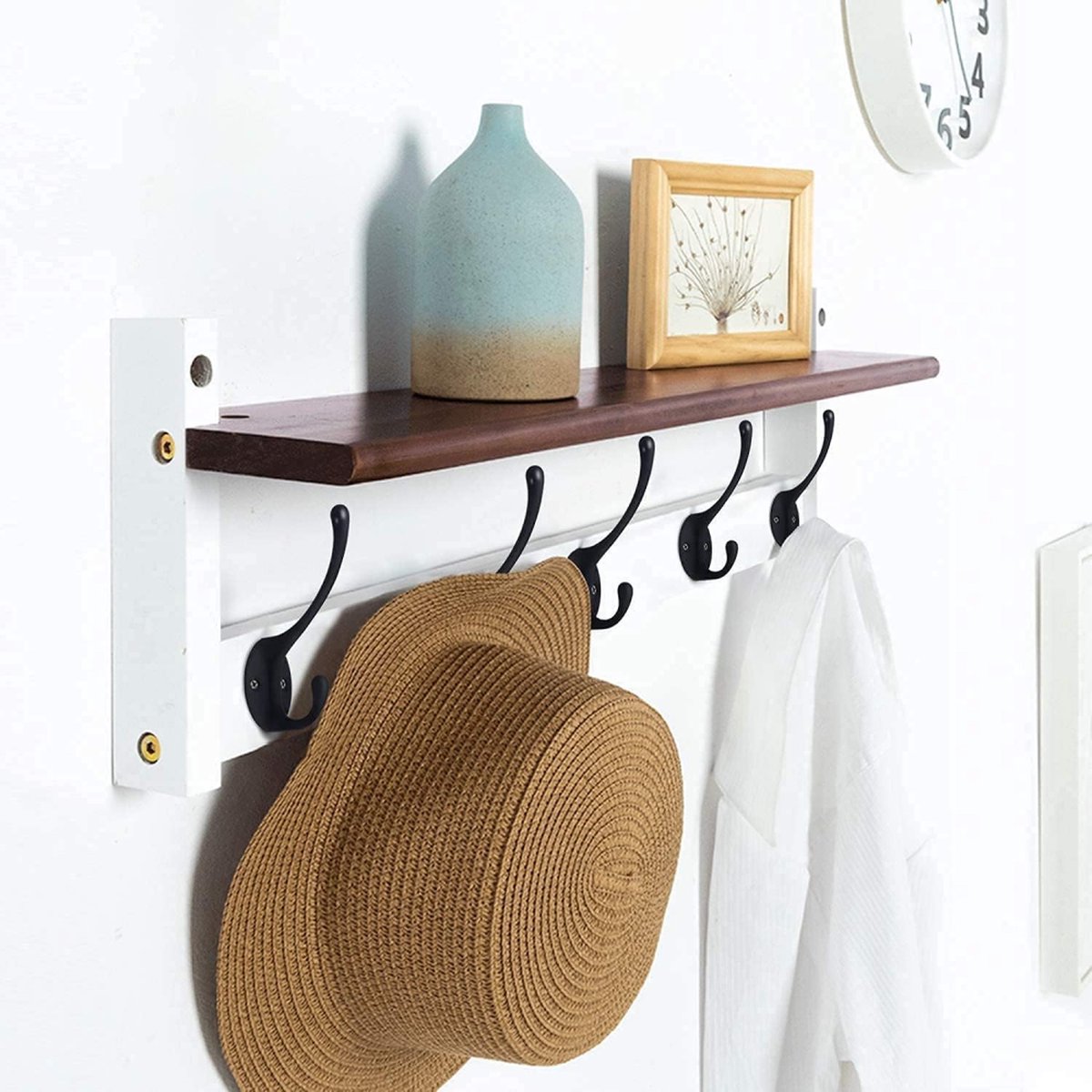 Hooks - Hanging Hooks - Set of 10 - Double Hook Design - Hanging Hooks - Wall Hooks - Coat Hook - Coat Rack Hooks - Key Hook - Wall Hooks - Towel Hook - Towel Hooks - Tea Towel Hanger - Incl. Screws - Bathroom - Black - Image 3