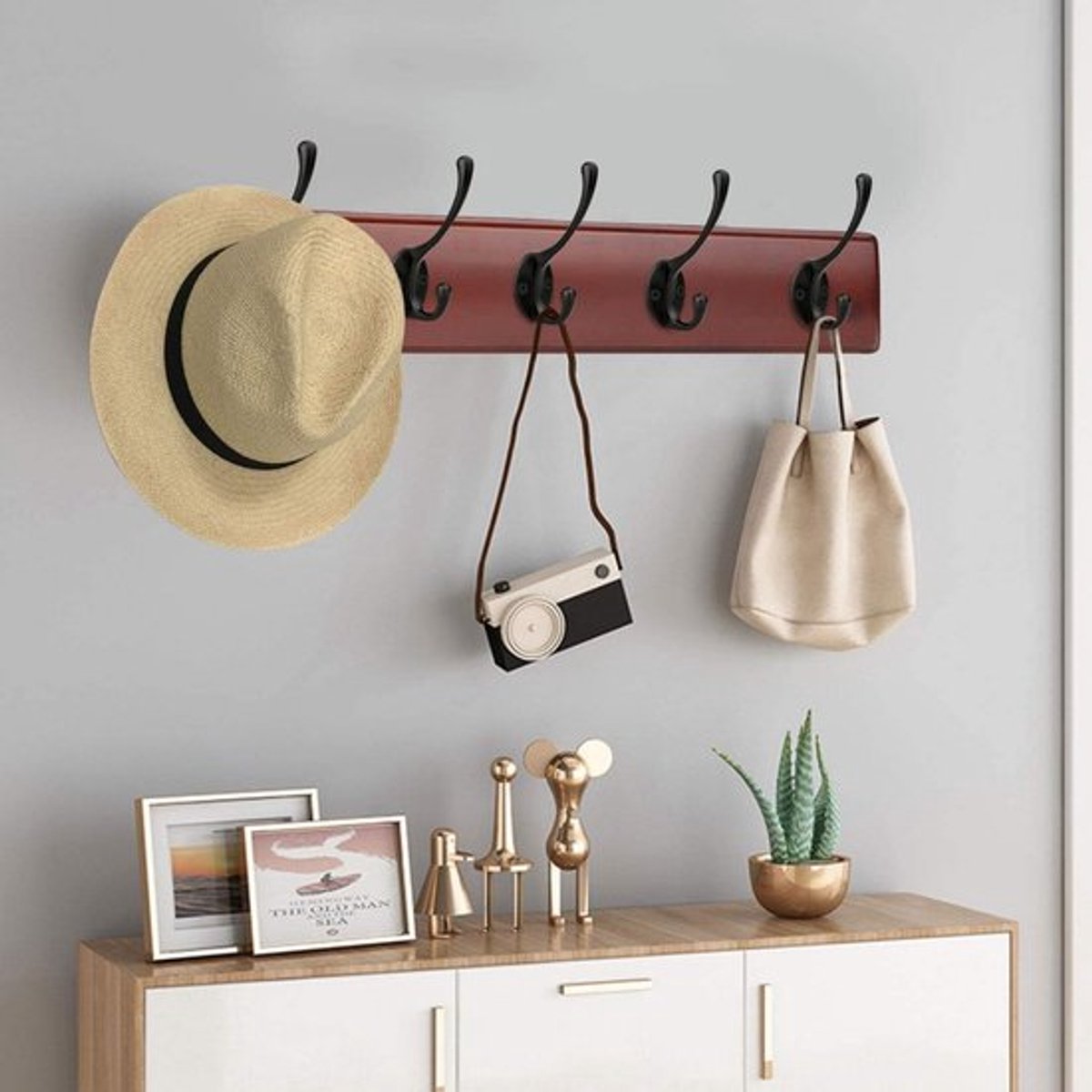 Hooks - Hanging Hooks - Set of 10 - Double Hook Design - Hanging Hooks - Wall Hooks - Coat Hook - Coat Rack Hooks - Key Hook - Wall Hooks - Towel Hook - Towel Hooks - Tea Towel Hanger - Incl. Screws - Bathroom - Black - Image 5