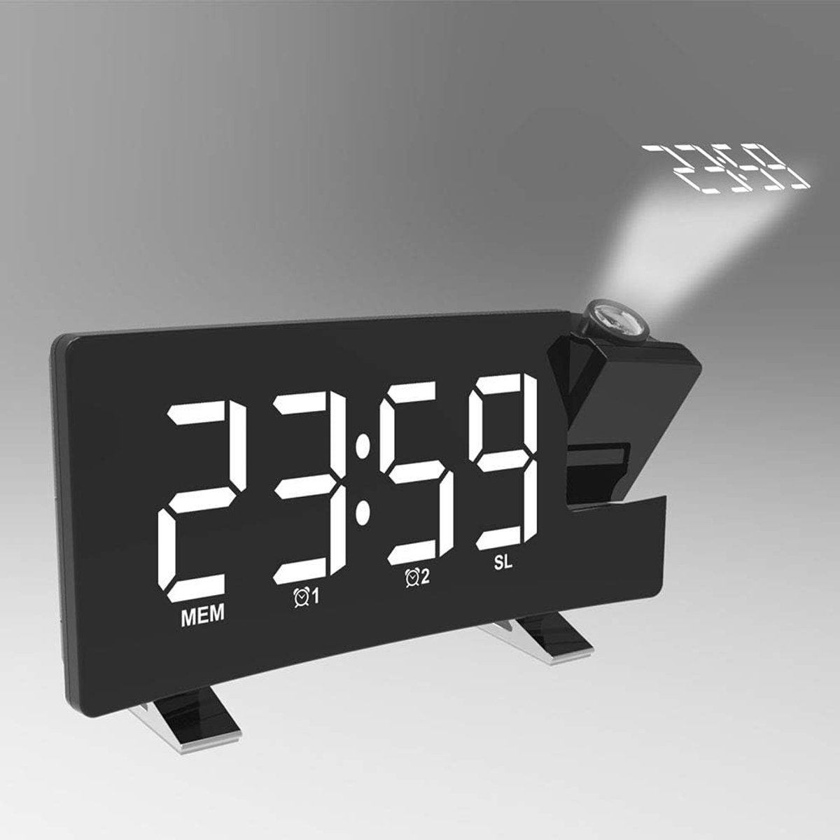 Alarm clock - radio - clock - Projection alarm clock - Digital alarm clock - Projection clock - Alarm clock radio - Clock radio - digital clock - projection clock - Multifunctional - LED - Adjustable brightness - Loud enough - for bedroom / living room / - Image 3