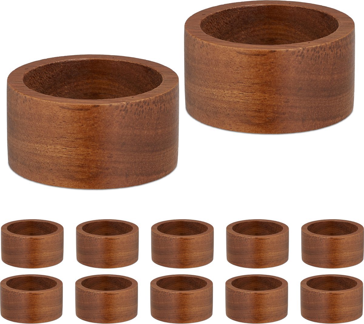 Handmade Round Wooden Napkin Rings - Set of 12 - 2.5 x 5 cm - Wooden Napkin Ring - For Paper and Cloth Napkins - Napkin Ring for Table Decoration, Dining, Anniversary, Birthday, Christmas - Image 1