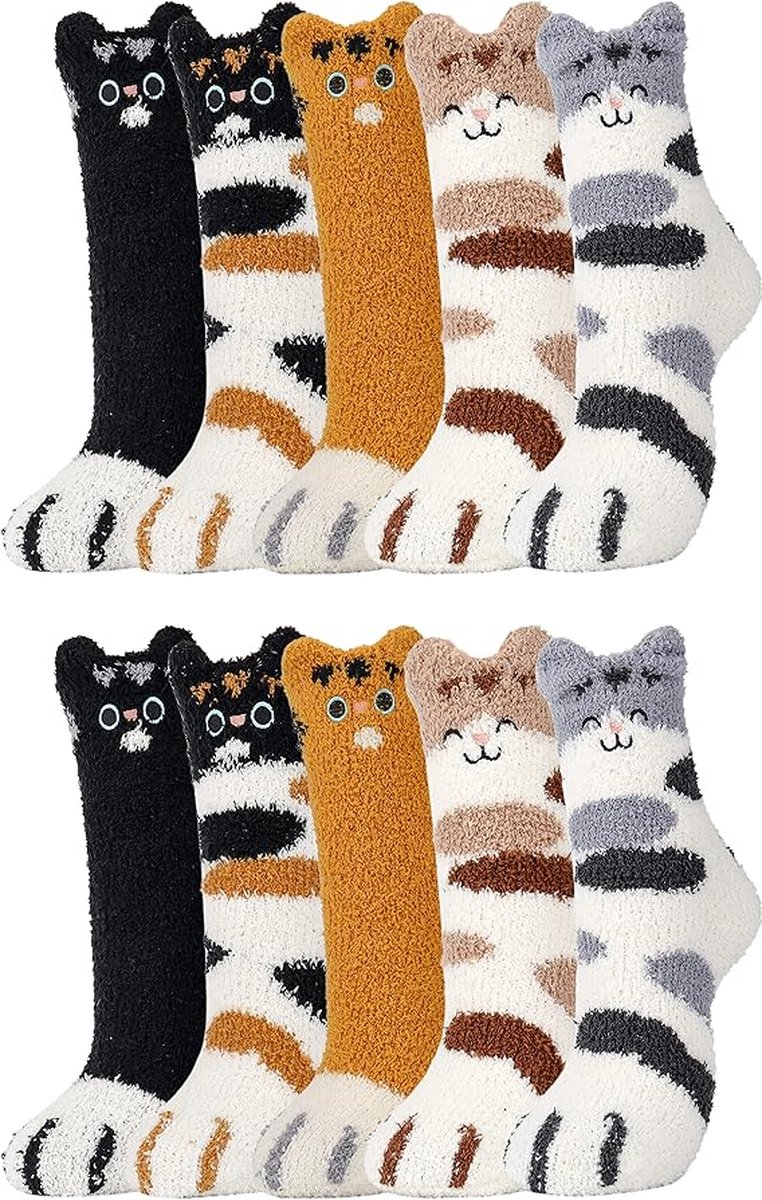 10 Pairs - Socks - Stockings - Socks - Funny Socks - Seamless - Men & Women - Thick - Warming Quality - Cat Claw - Warm Slipper Socks - Winter - One Size - Image 1