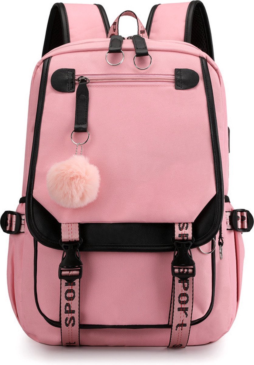 Girls School Student School Bag Outdoor Backpack With USB Charging Port, Pink - Luxury Backpack - School Bag - Backpack - Rucksack - School - Girls - Boys - Teenagers - Book Bag - Girl's Backpack - Backpacks - Rucksack For Children - Waterproof - Laptop B - Image 1