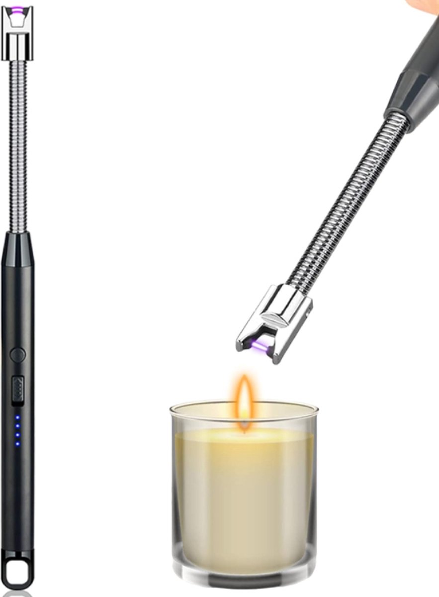 Long Electric Lighter - USB Rechargeable - Kitchen Helpers - USB Electric Stick Lighter - Kitchen BBQ Lighter - For Kitchen, Stove, Camping, Fireworks, Fireplace, Candles, Lighting - Black - 1 Piece - Image 1