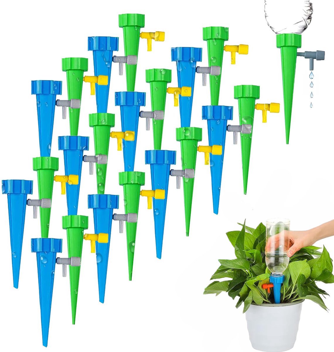 40x Water Dripper - Plant Watering System - Drip System - Watering System - Watering System - Water Ball - Watering System - Plant Ball - Automatic Watering Can - Drip System - Watering System - Blue / Green - Image 1