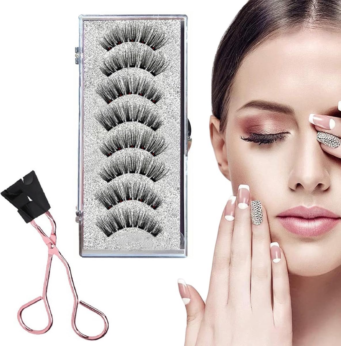 Magnetic False Eyelashes - False Eyelashes - With Clip - Reusable Magnetic Eyelash Set - False Eyelashes - Eye Makeup Lashes - 3D Magnetic Eyelashes - Long-lasting/Reusable - Magnetic Eyelashes - Natural Look - No Glue - Eyelash Extensions - Image 1